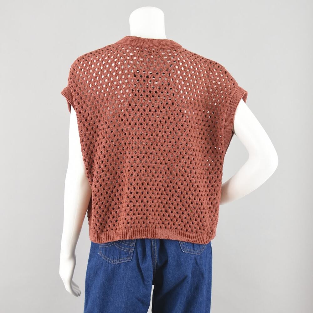 Loft Crochet Short Sleeve Brown Cardigan Women's Medium - Picture 10 of 13